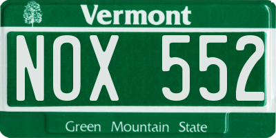 VT license plate NOX552