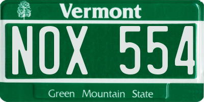 VT license plate NOX554