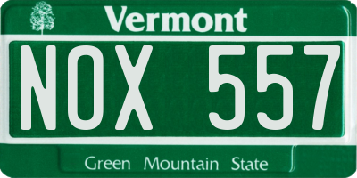 VT license plate NOX557
