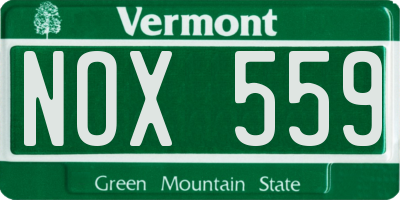VT license plate NOX559