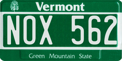 VT license plate NOX562