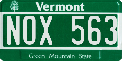 VT license plate NOX563