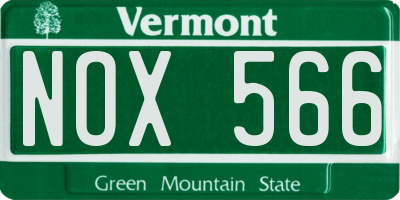 VT license plate NOX566