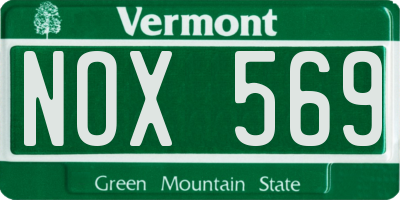 VT license plate NOX569