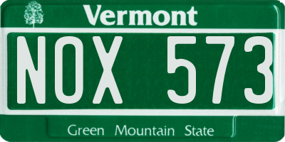 VT license plate NOX573