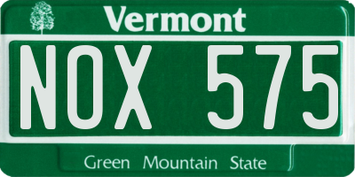 VT license plate NOX575