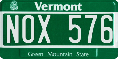 VT license plate NOX576