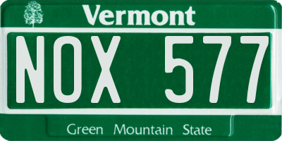 VT license plate NOX577