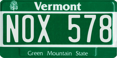 VT license plate NOX578