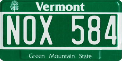 VT license plate NOX584