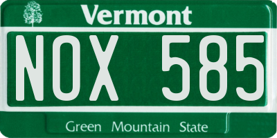 VT license plate NOX585