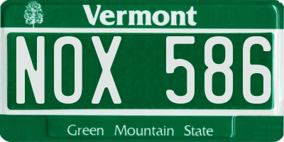 VT license plate NOX586