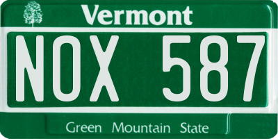 VT license plate NOX587