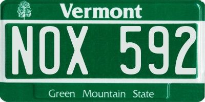 VT license plate NOX592