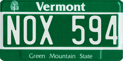 VT license plate NOX594