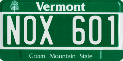 VT license plate NOX601
