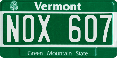 VT license plate NOX607