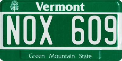 VT license plate NOX609