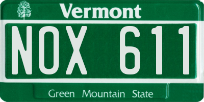 VT license plate NOX611