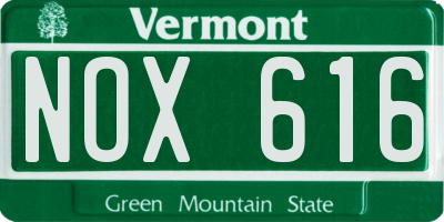 VT license plate NOX616