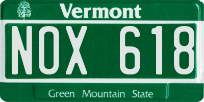 VT license plate NOX618