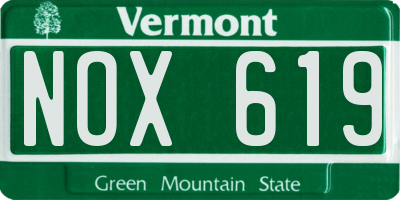 VT license plate NOX619
