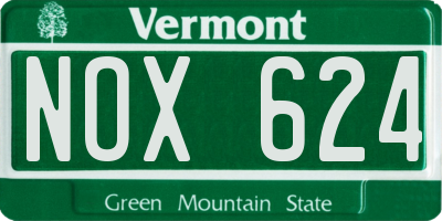 VT license plate NOX624