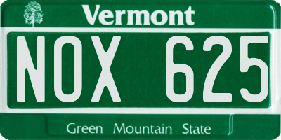 VT license plate NOX625