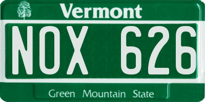 VT license plate NOX626