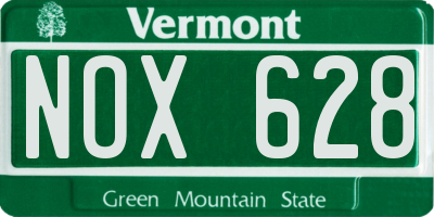 VT license plate NOX628