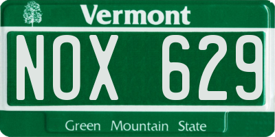 VT license plate NOX629