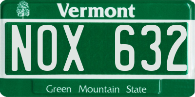 VT license plate NOX632