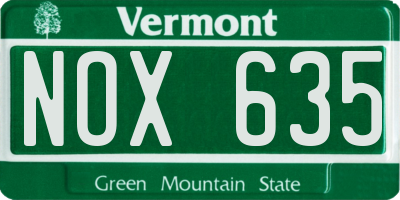 VT license plate NOX635