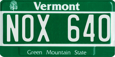 VT license plate NOX640