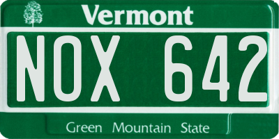 VT license plate NOX642