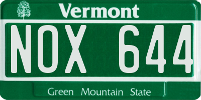 VT license plate NOX644