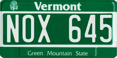 VT license plate NOX645