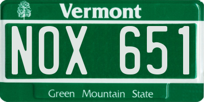 VT license plate NOX651