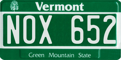 VT license plate NOX652