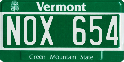 VT license plate NOX654