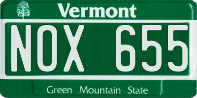 VT license plate NOX655