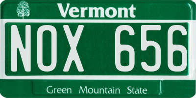 VT license plate NOX656