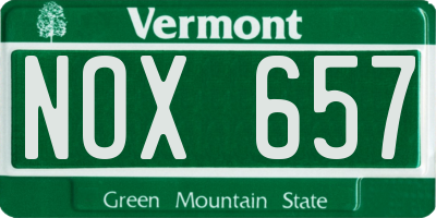 VT license plate NOX657