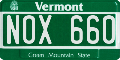 VT license plate NOX660