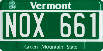 VT license plate NOX661