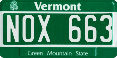 VT license plate NOX663