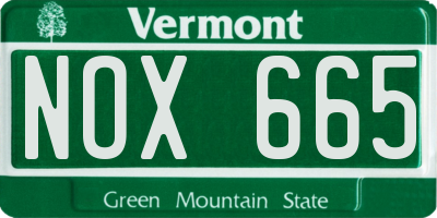 VT license plate NOX665