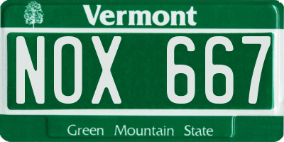 VT license plate NOX667