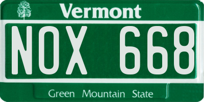 VT license plate NOX668