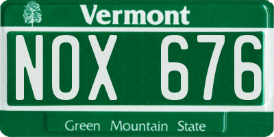 VT license plate NOX676